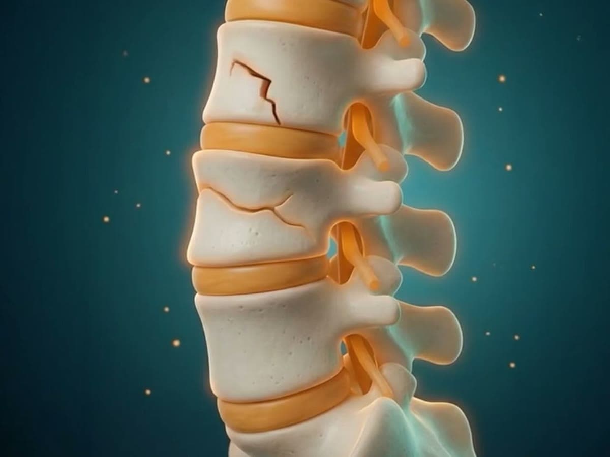 Illustration of a vertebra with visible crack lines